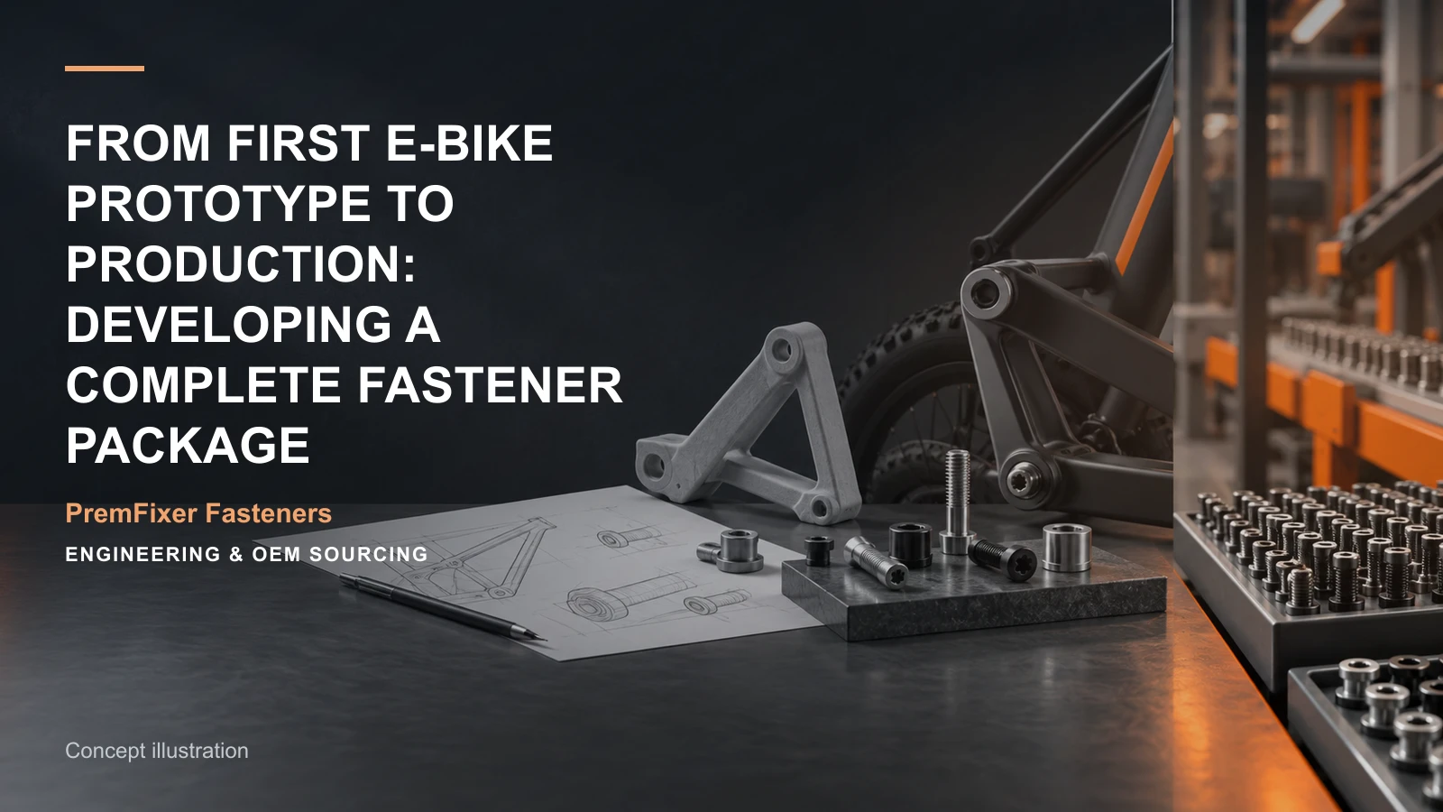 Concept illustration for From First e-Bike Prototype to Production: Developing a Complete Fastener Package.