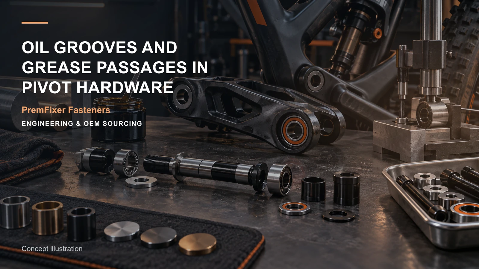 Concept illustration for Oil Grooves and Grease Passages in Pivot Hardware.