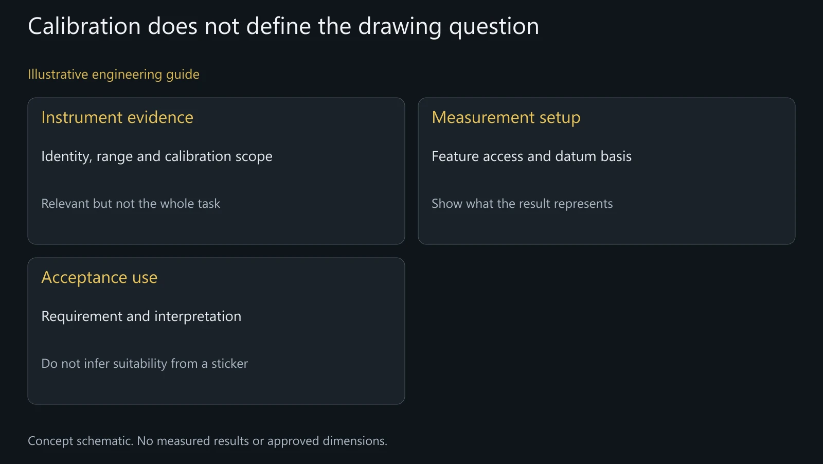 Concept review of instrument evidence and task suitability; not a calibration certificate, actual measurement setup or accepted result.