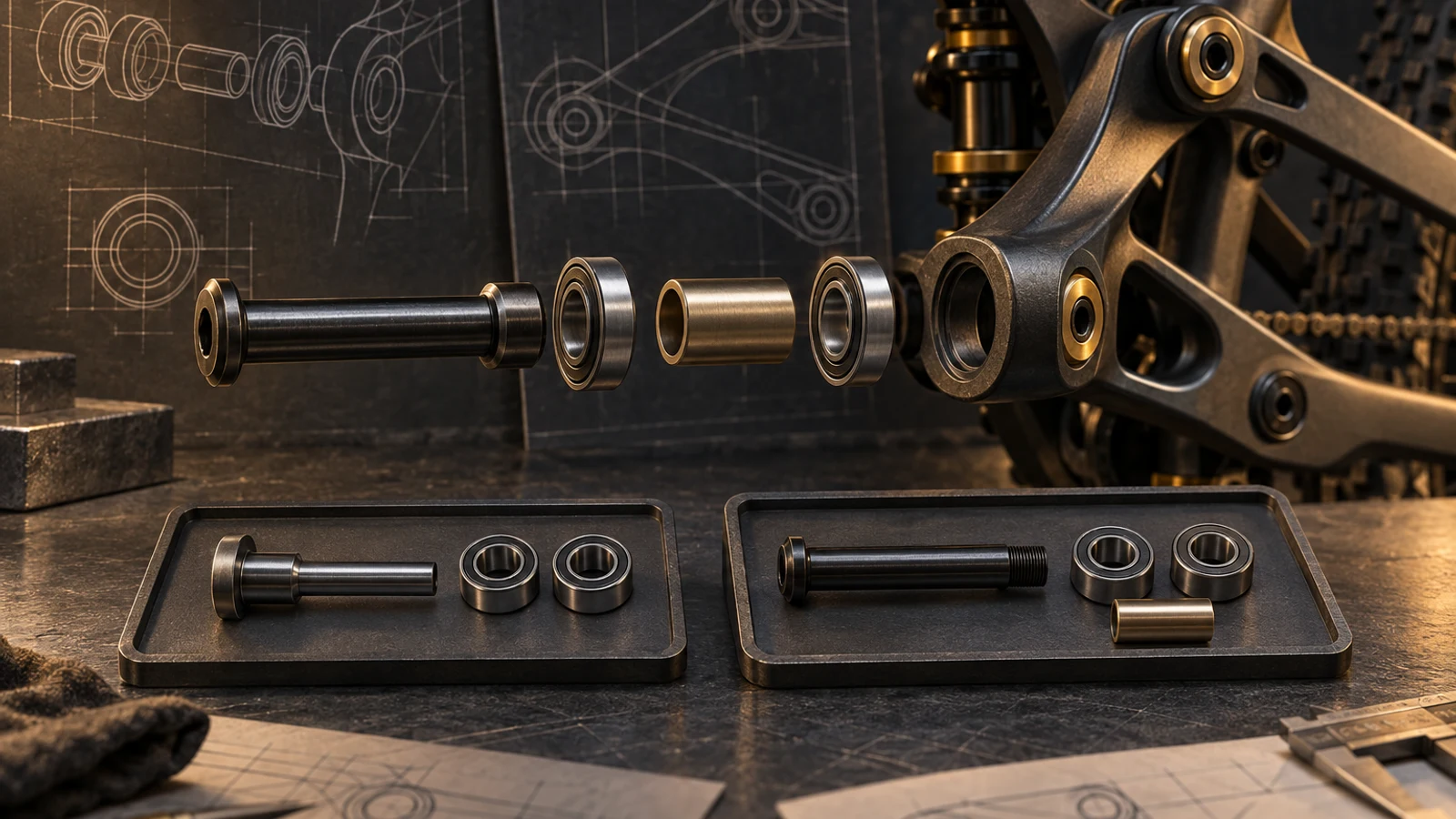 Concept exploded pivot joint and separate component-arrangement alternatives illustrating function allocation without approved dimensions, measured savings or validated assembly.