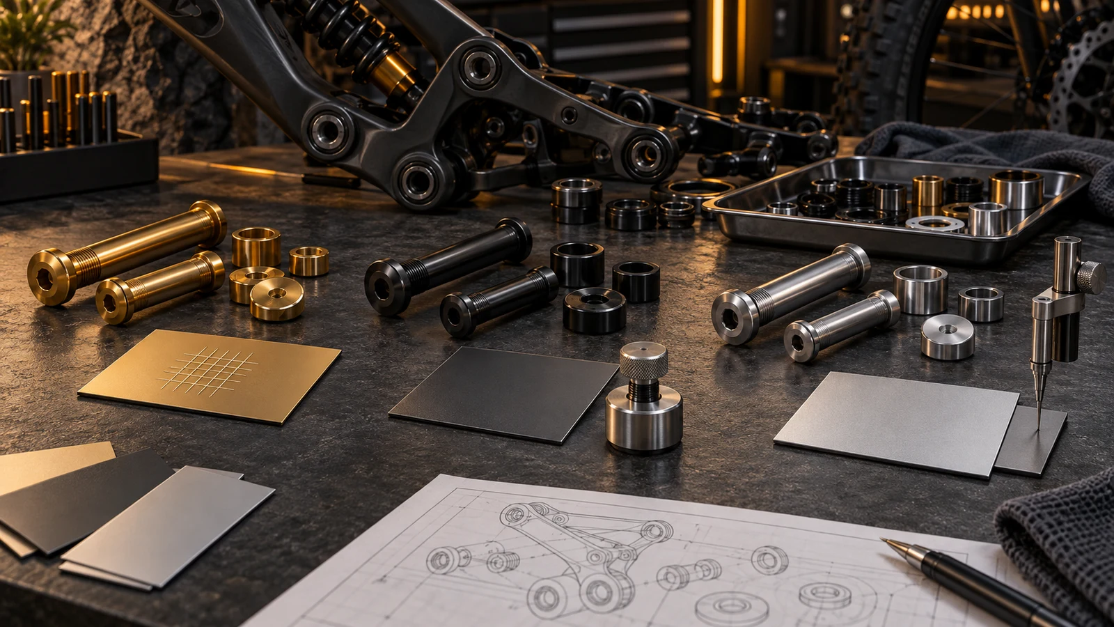 Concept illustration of coated pivot hardware and separate witness panels beside inactive tape, pull-off and stylus fixtures; no actual test, measured adhesion or owned laboratory is depicted.