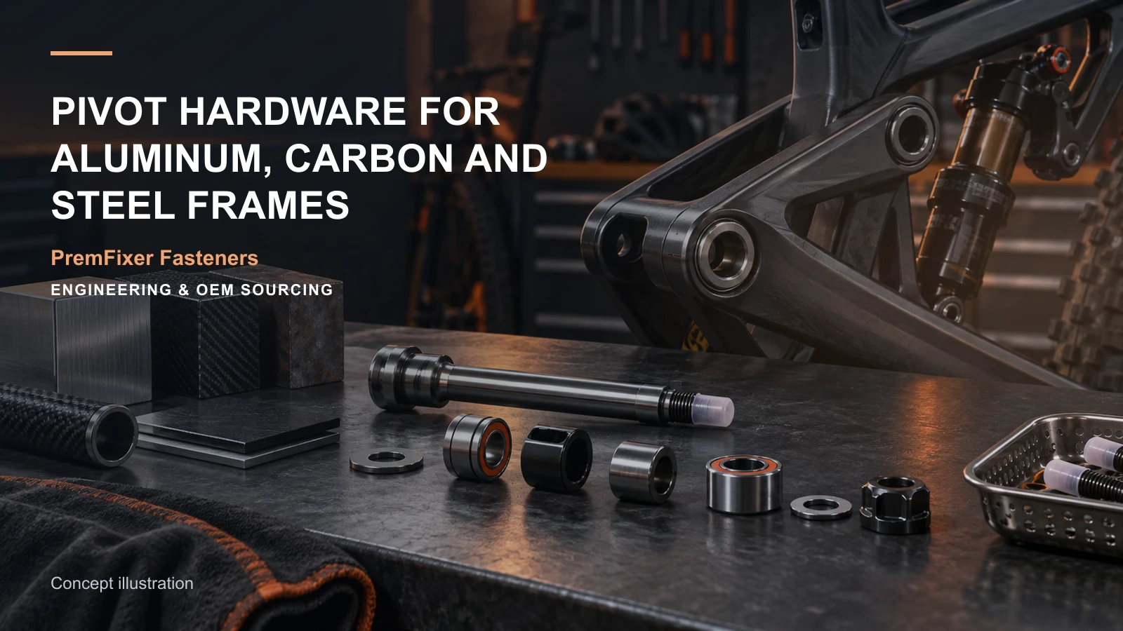 Concept illustration for Pivot Hardware for Aluminum, Carbon and Steel Frames.