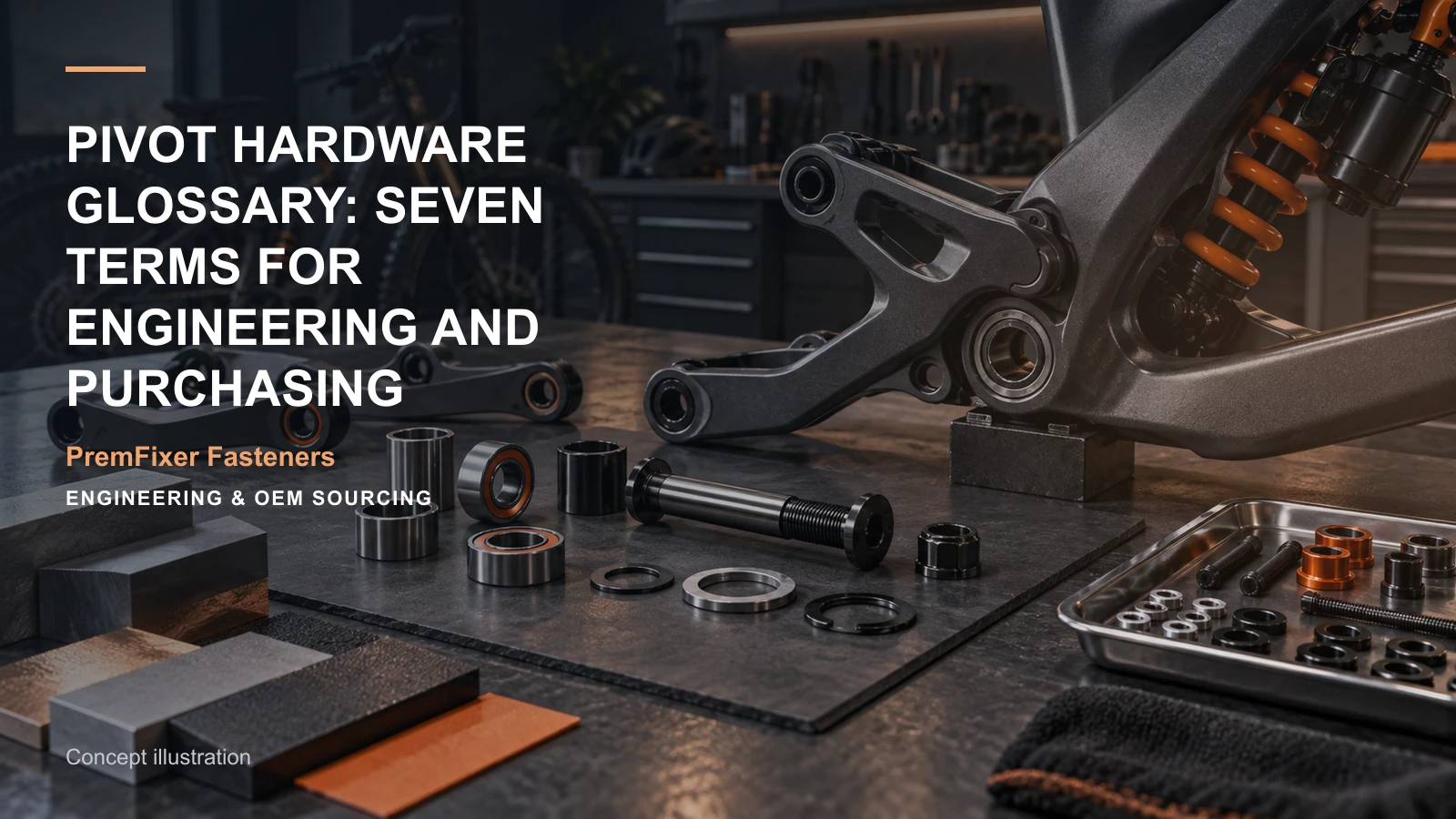 Concept illustration for Pivot Hardware Glossary: Seven Terms for Engineering and Purchasing.