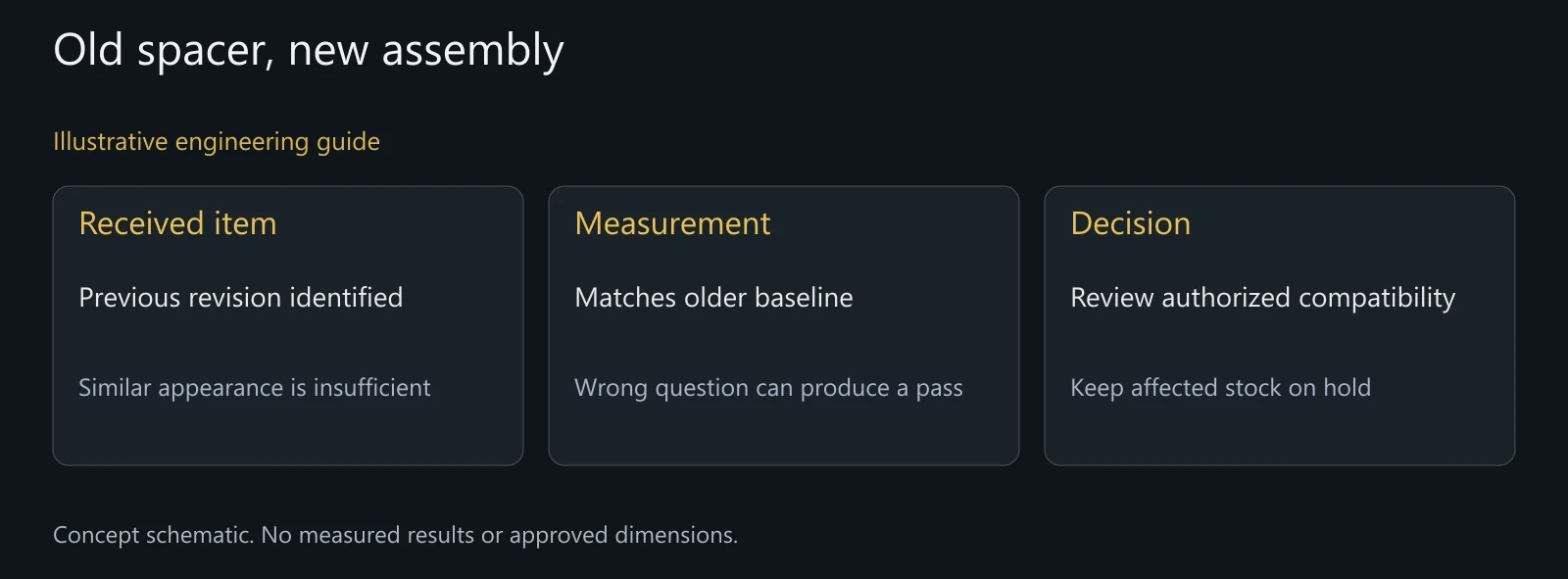 Illustrative revision-mismatch review, not a real customer delivery or failure record.