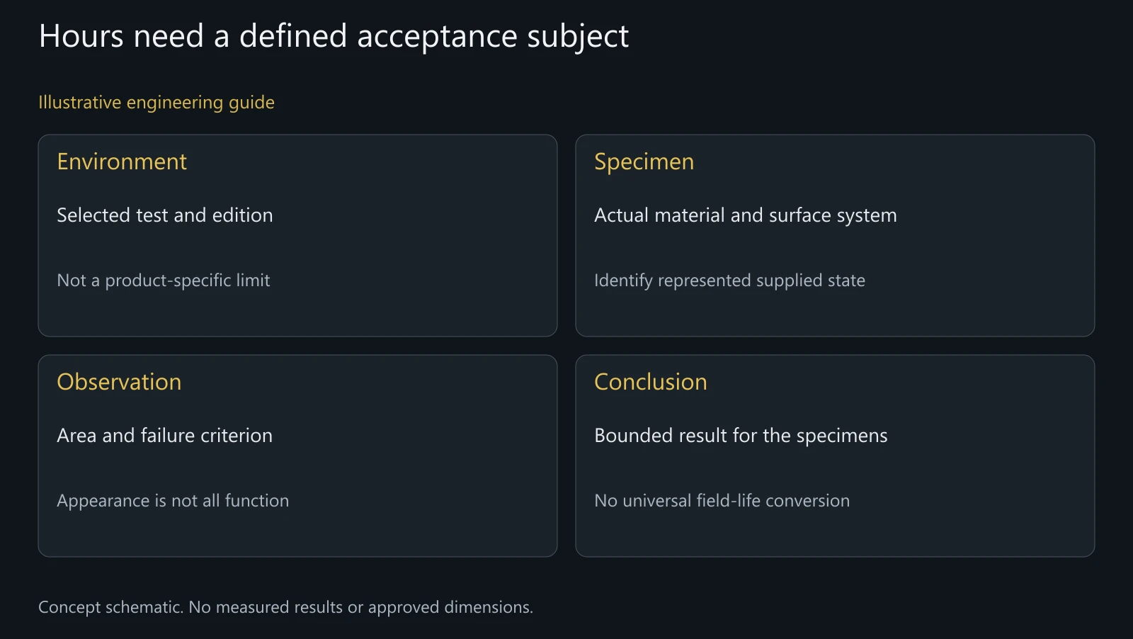 Concept corrosion-acceptance map; no test duration or measured corrosion performance is represented.