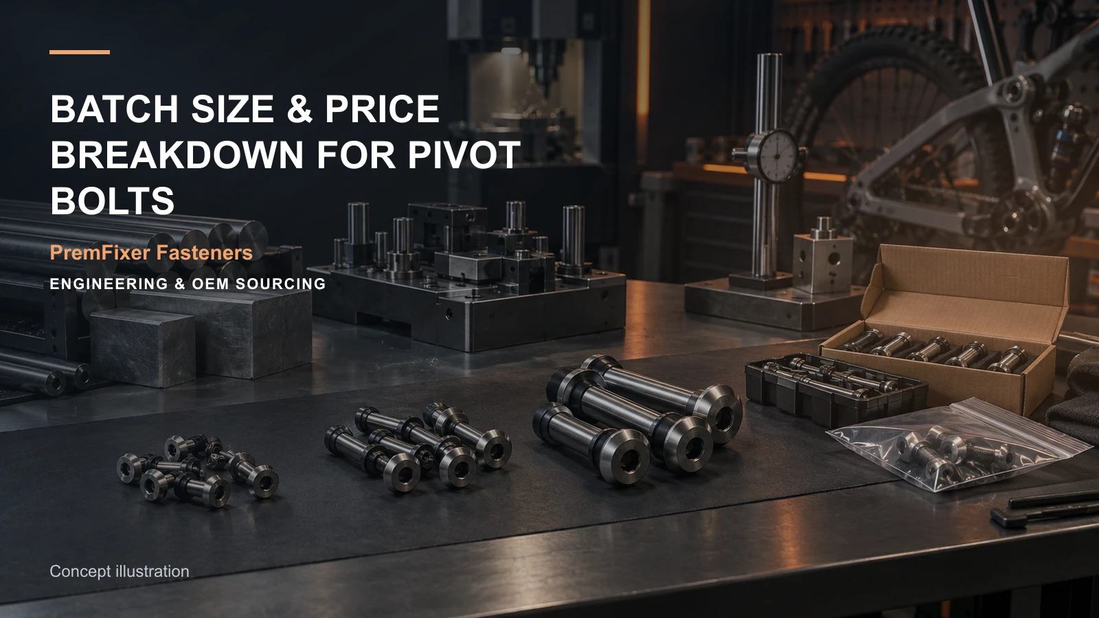 Editorial concept for pivot quantity-price tiers with cards for comparable quantity-price model, quote comparison table, sample-fee explanation.