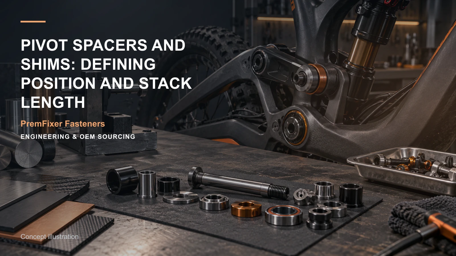 Concept illustration for Pivot Spacers and Shims: Defining Position and Stack Length.