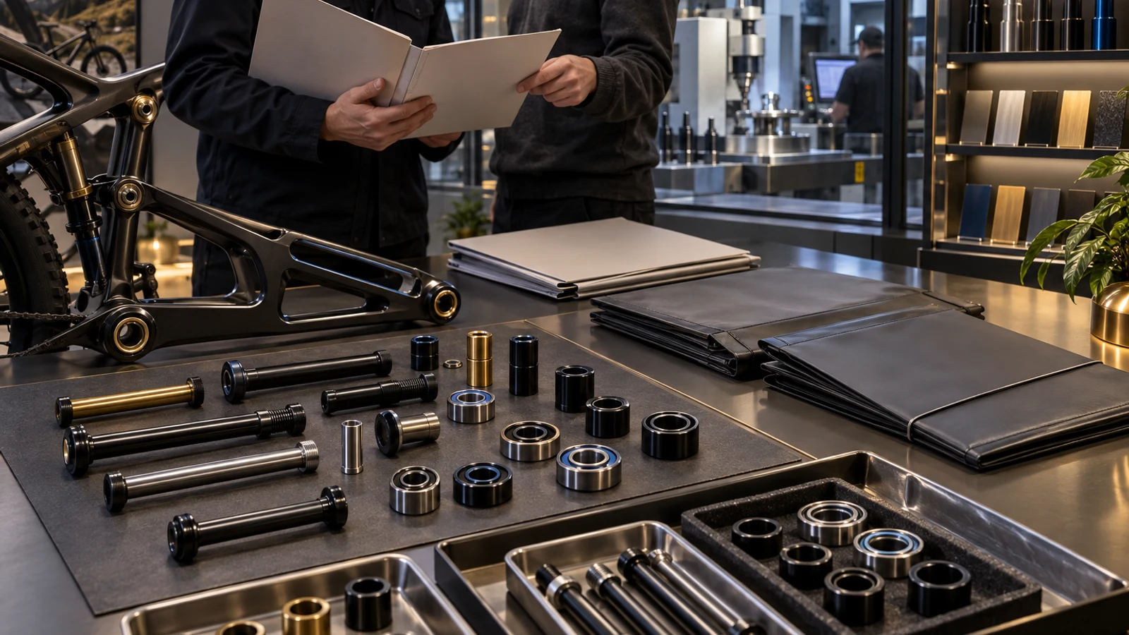 Concept scoped audit discussion around pivot hardware and protected documents, not a real factory visit or approved audit