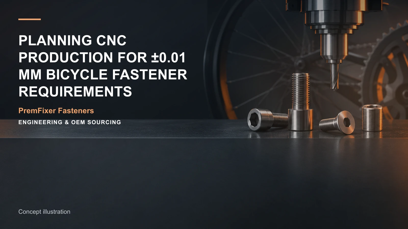 Concept illustration for Planning CNC Production for ±0.01 mm Bicycle Fastener Requirements.