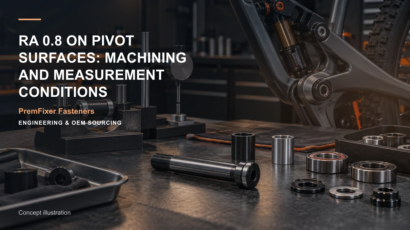 Concept illustration for Ra 0.8 on Pivot Surfaces: Machining and Measurement Conditions.