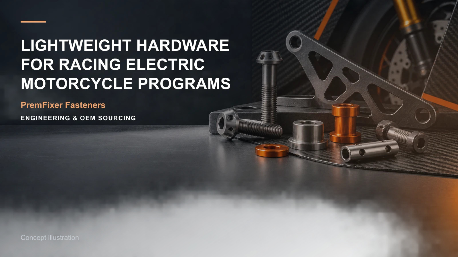 Concept illustration for Lightweight Hardware for Racing Electric Motorcycle Programs.