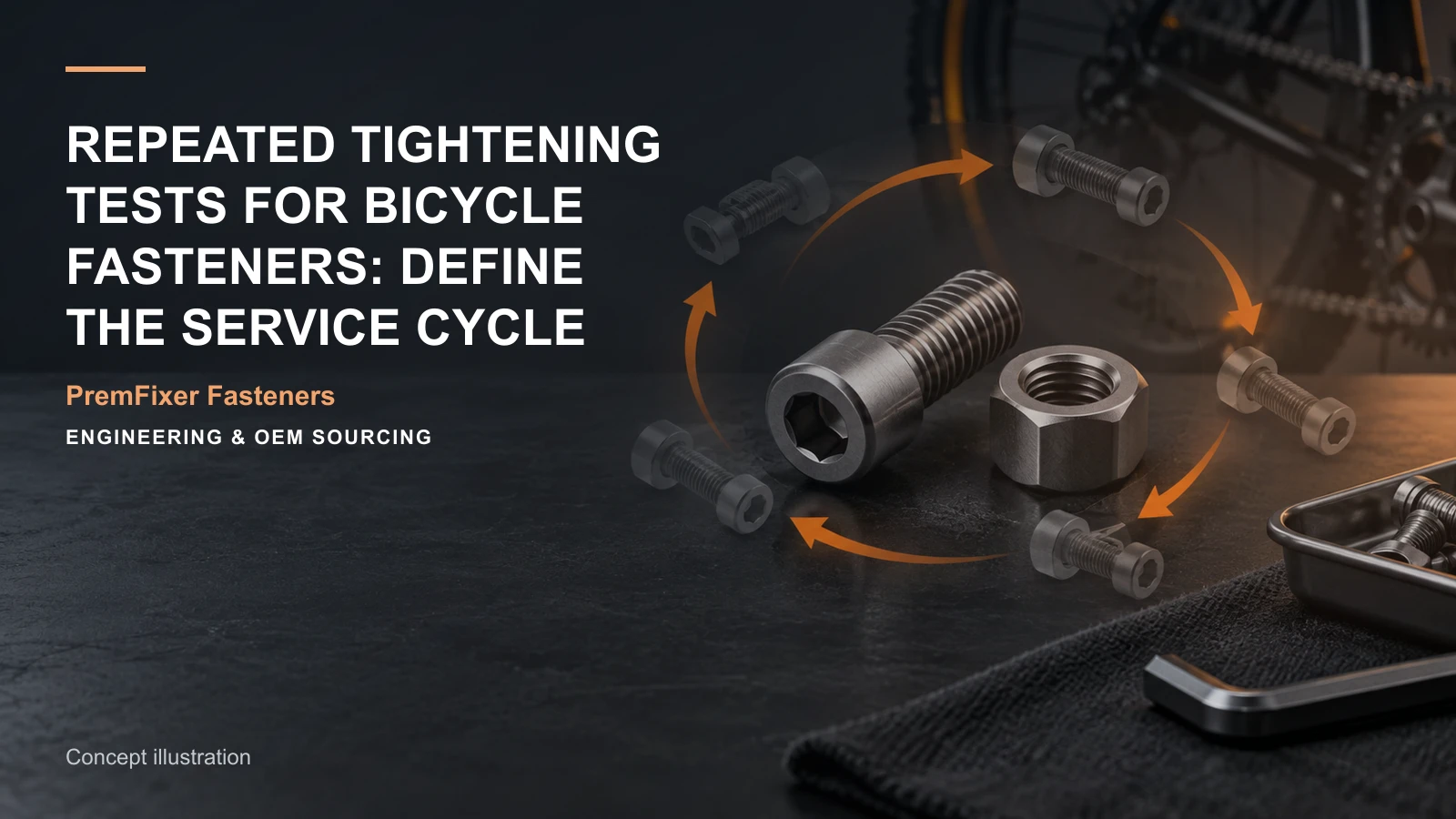 Concept illustration for Repeated Tightening Tests for Bicycle Fasteners: Define the Service Cycle.