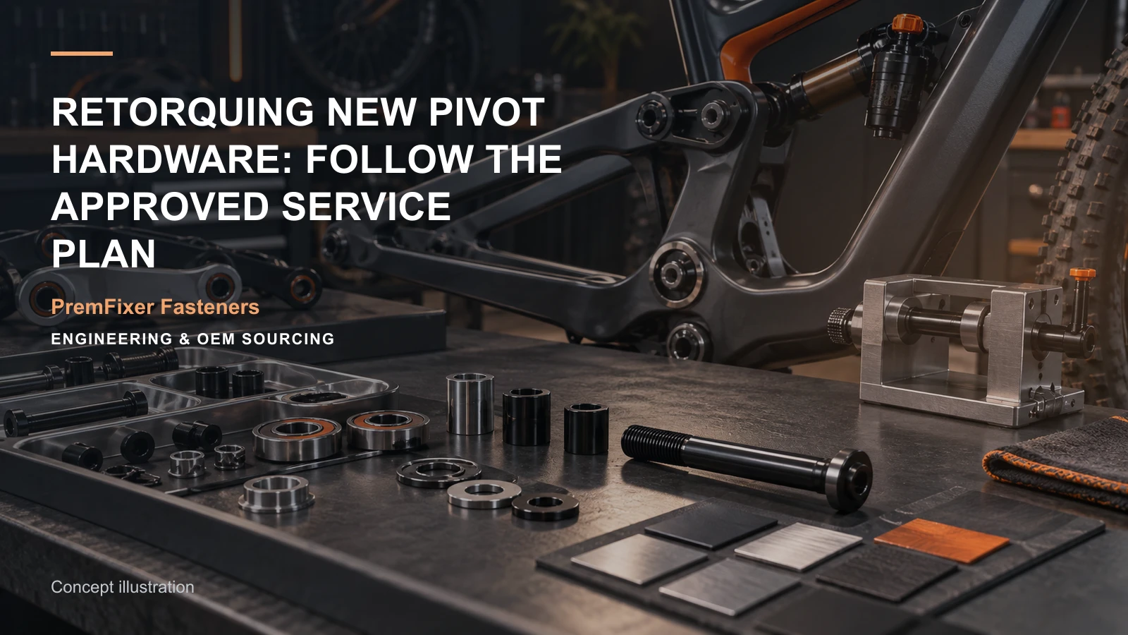 Concept illustration for Retorquing New Pivot Hardware: Follow the Approved Service Plan.
