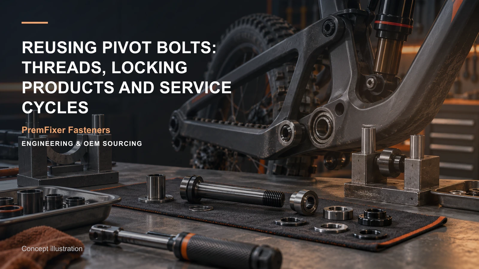 Concept illustration for Reusing Pivot Bolts: Threads, Locking Products and Service Cycles.