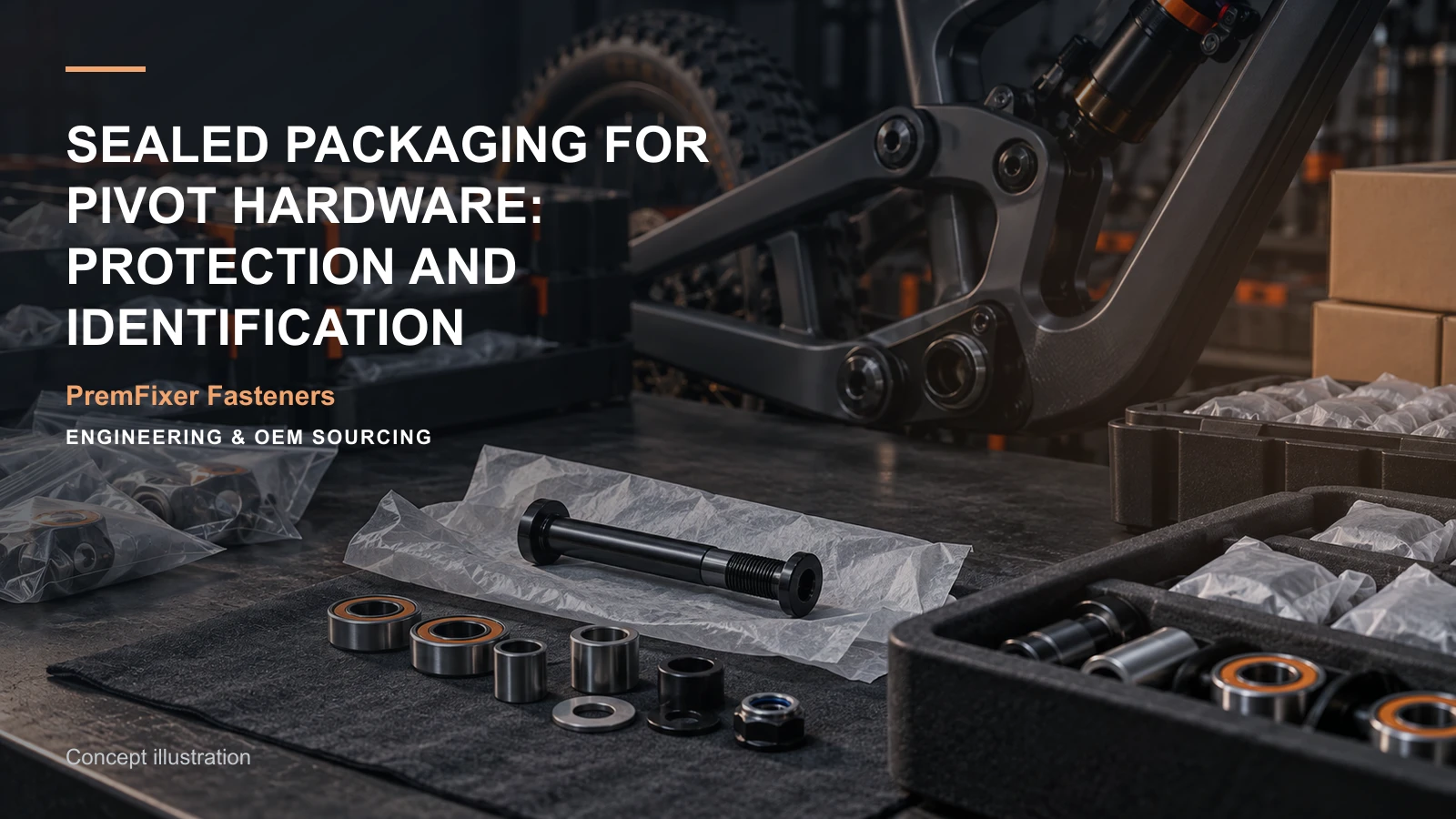 Concept illustration for Sealed Packaging for Pivot Hardware: Protection and Identification.
