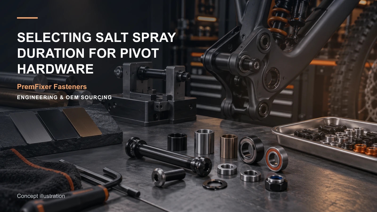 Concept illustration for Selecting Salt Spray Duration for Pivot Hardware.