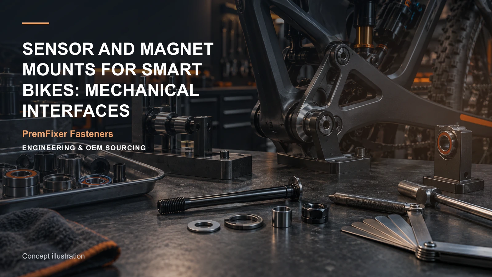 Concept illustration for Sensor and Magnet Mounts for Smart Bikes: Mechanical Interfaces.