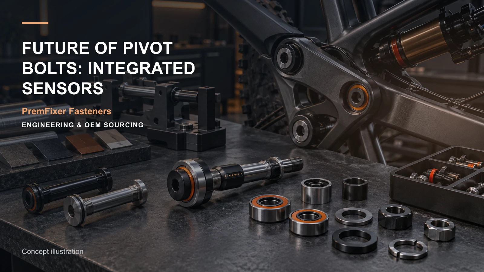 Editorial concept for sensor-integrated pivot concepts with cards for sensor integration concept, feature-to-inspection map, analysis scope map.
