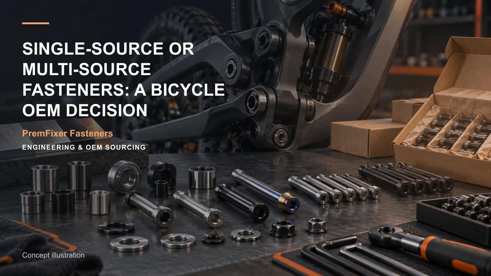 Concept illustration for Single-Source or Multi-Source Fasteners: A Bicycle OEM Decision.