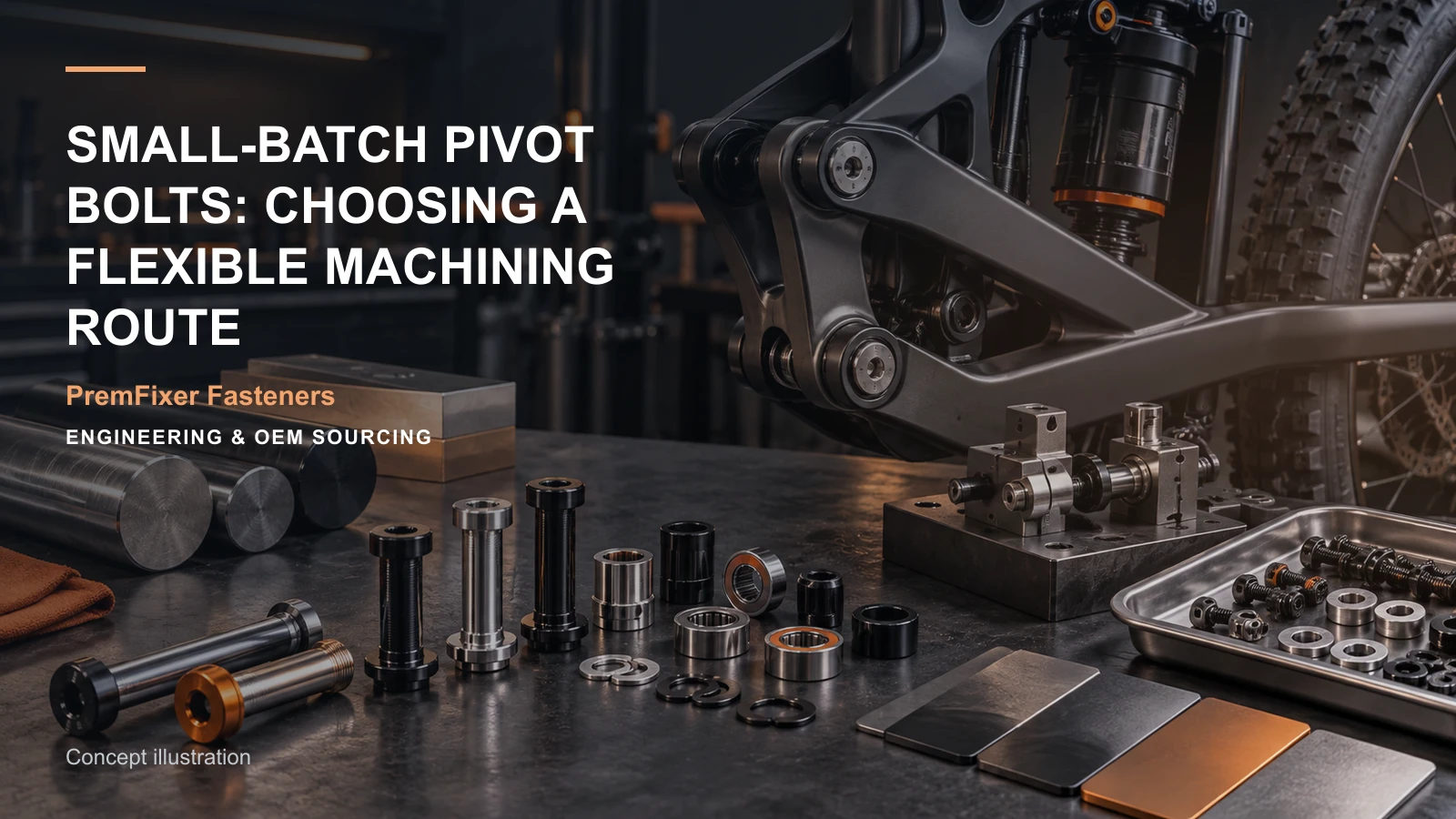 Concept illustration for Small-Batch Pivot Bolts: Choosing a Flexible Machining Route.