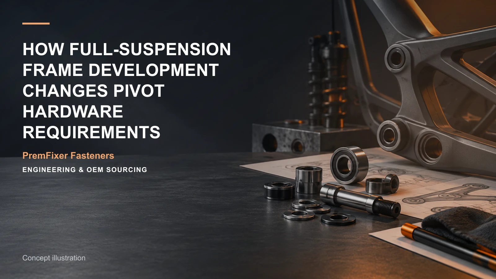 Concept illustration for How Full-Suspension Frame Development Changes Pivot Hardware Requirements.