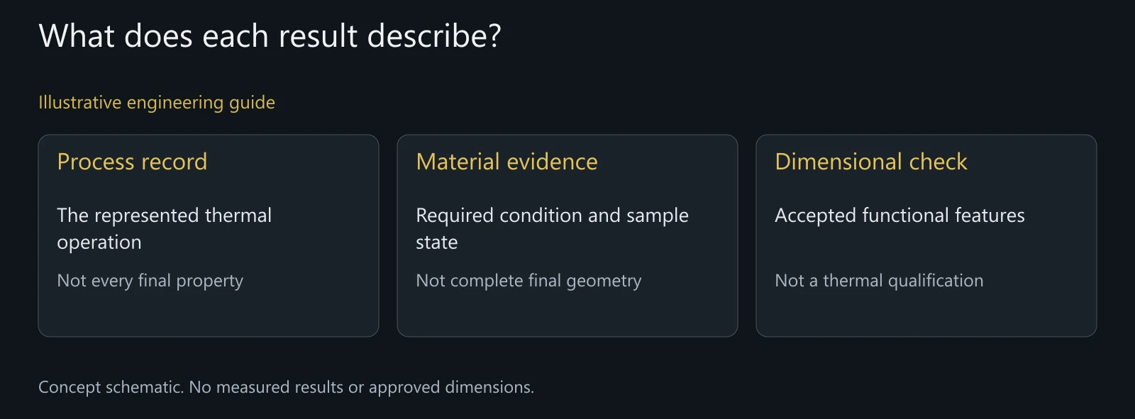 Illustrative evidence boundaries, not a certificate, furnace schedule or released titanium process.