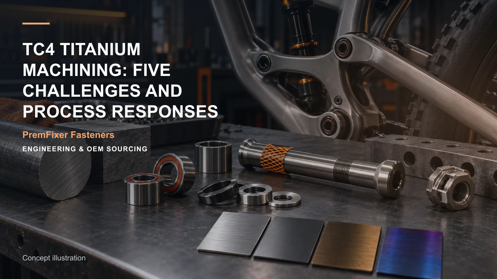 Concept illustration for TC4 Titanium Machining: Five Challenges and Process Responses.
