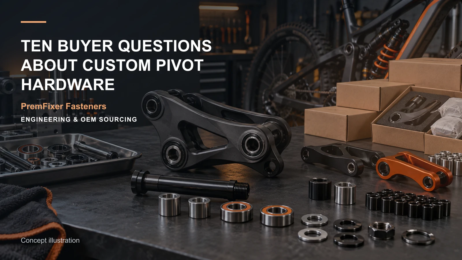 Concept illustration for Ten Buyer Questions About Custom Pivot Hardware.