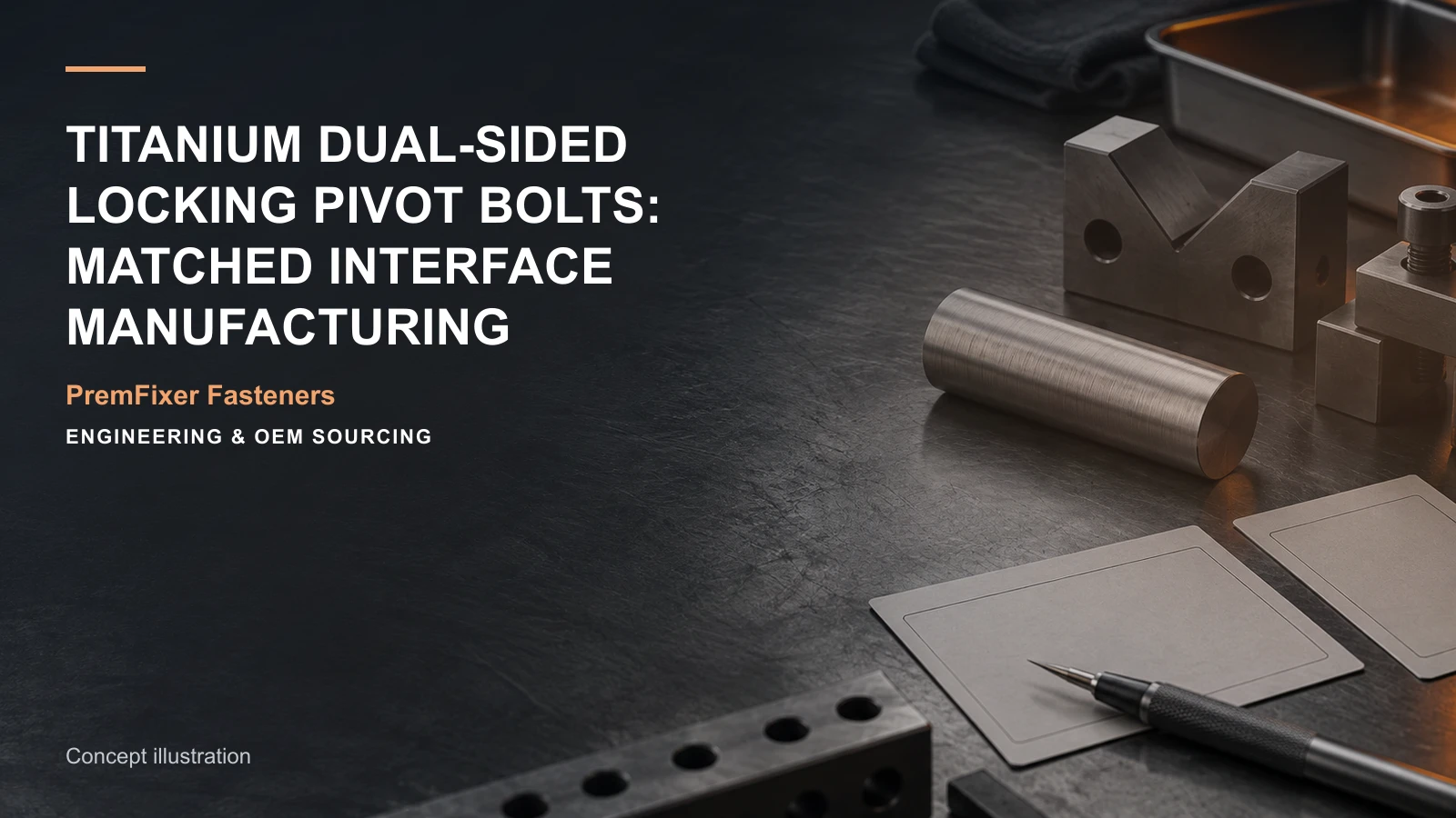 Conceptual engineering workspace introducing titanium axle-and-locking-screw sets for bicycle and electric-mobility OEM teams.