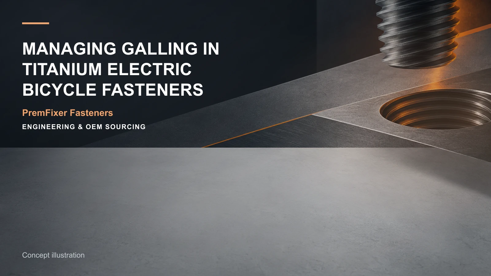 Concept illustration for Managing Galling in Titanium Electric Bicycle Fasteners.
