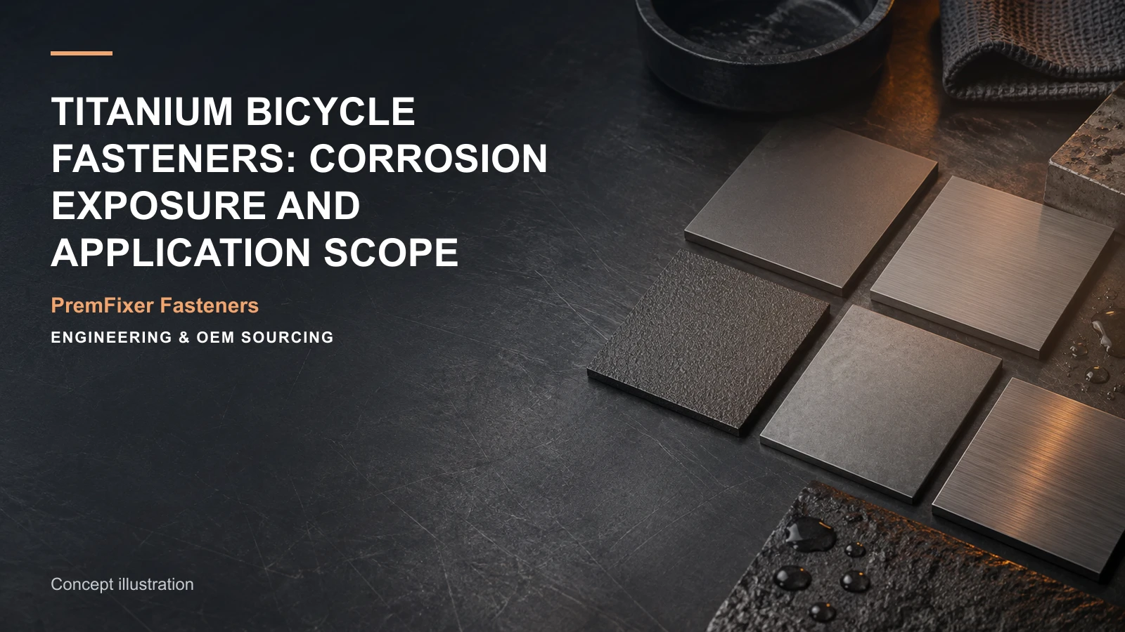 Conceptual engineering workspace introducing titanium hardware in corrosive environments for bicycle and electric-mobility OEM teams.