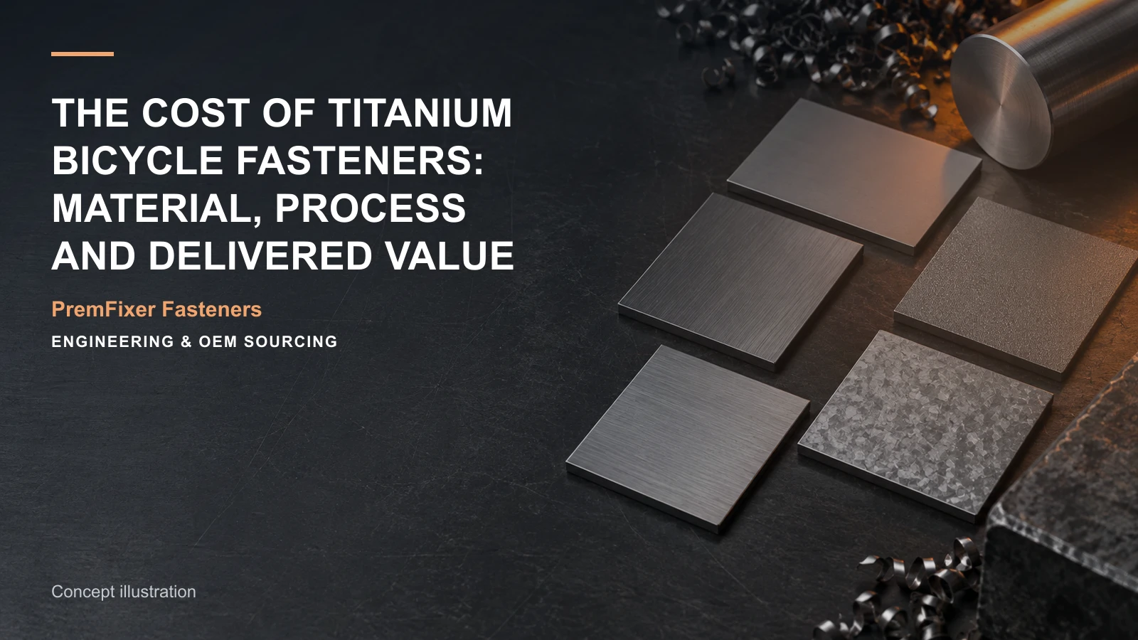Conceptual engineering workspace introducing titanium fastener quotations for bicycle and electric-mobility OEM teams.