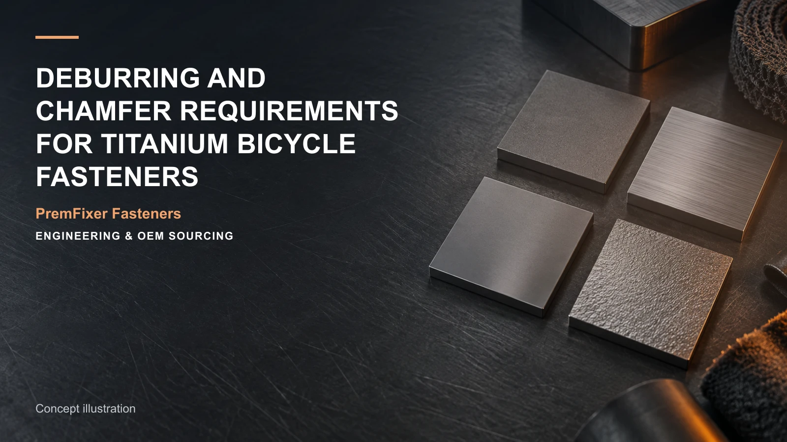 Conceptual engineering workspace introducing deburring titanium bicycle hardware for bicycle and electric-mobility OEM teams.