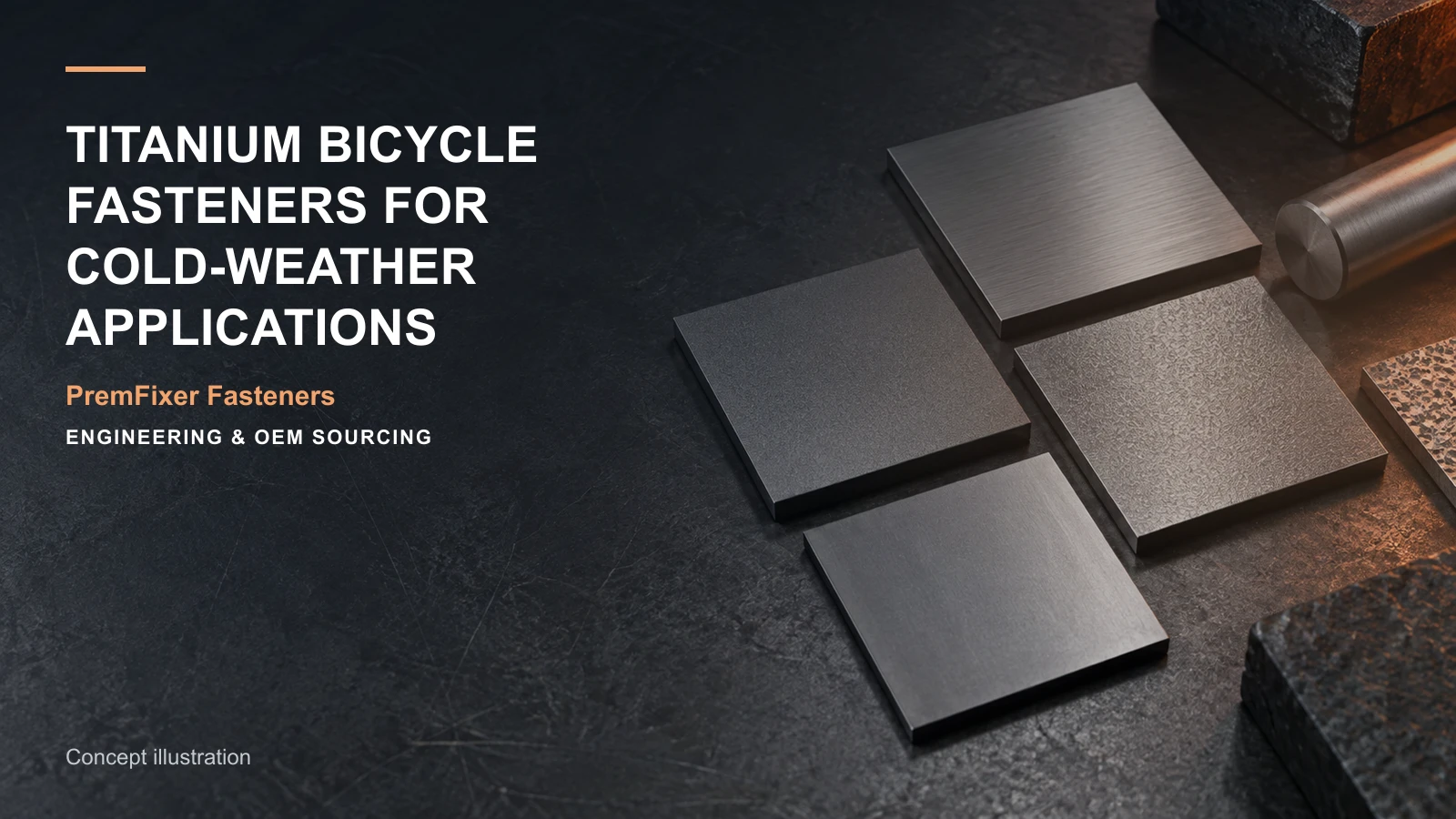 Conceptual engineering workspace introducing cold-weather titanium hardware for bicycle and electric-mobility OEM teams.