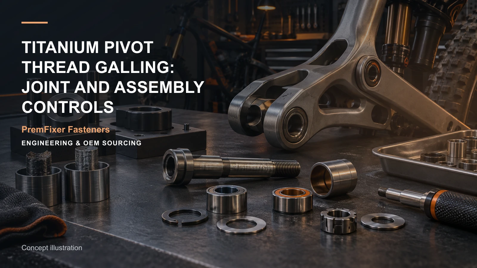 Concept illustration for Titanium Pivot Thread Galling: Joint and Assembly Controls.
