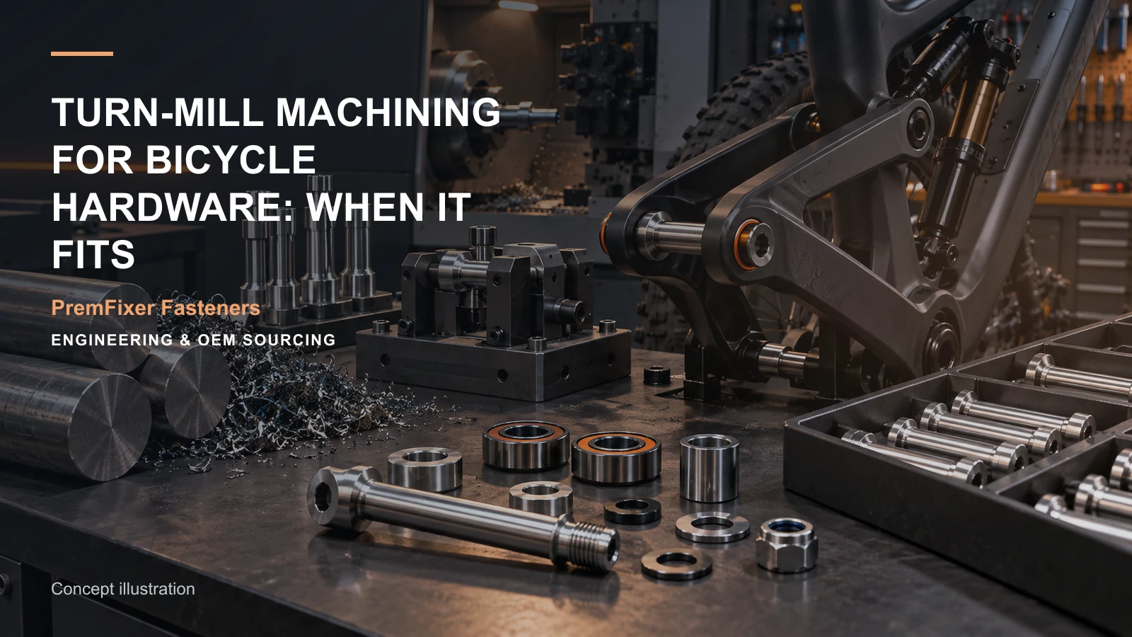 Concept illustration for Turn-Mill Machining for Bicycle Hardware: When It Fits.