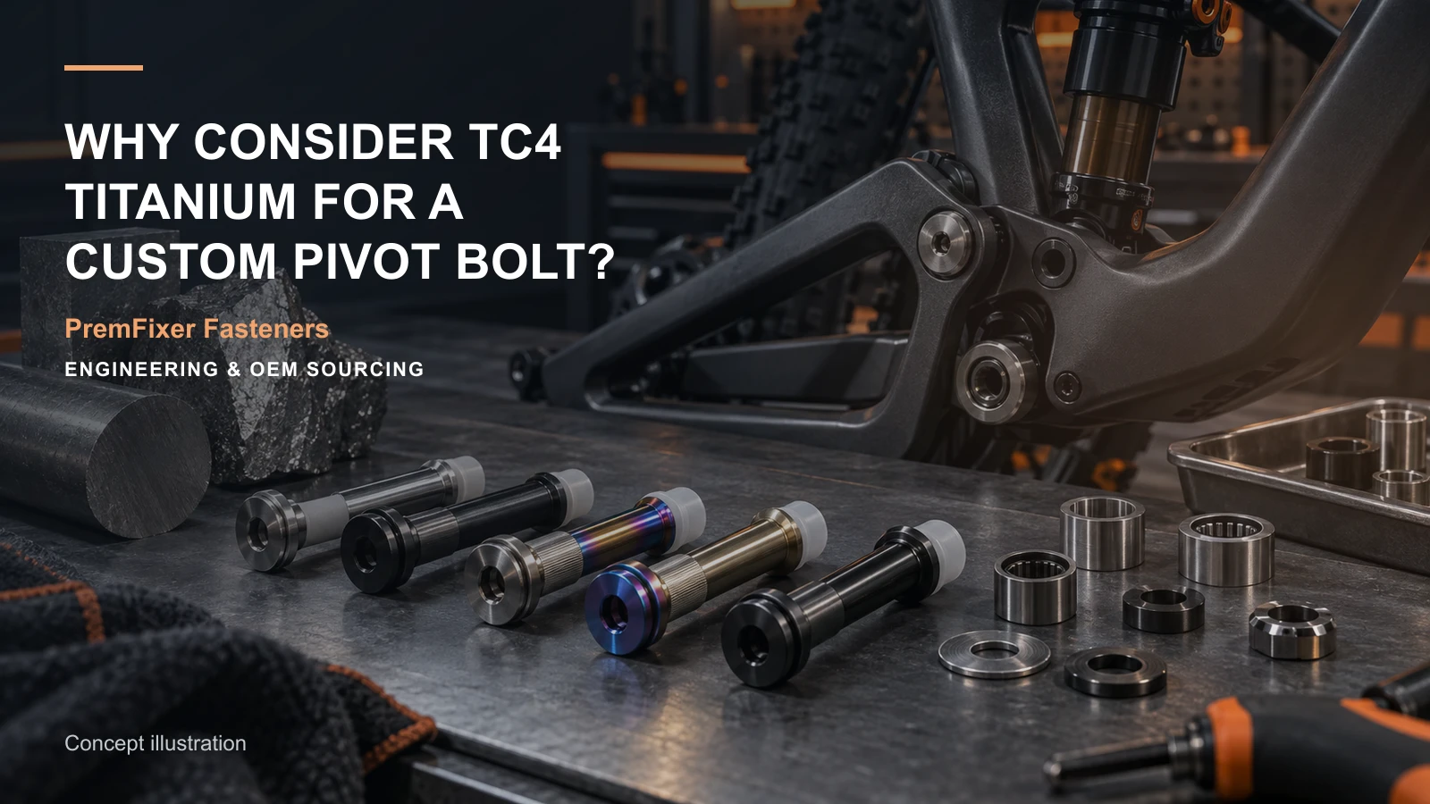 Concept illustration for Why Consider TC4 Titanium for a Custom Pivot Bolt?.