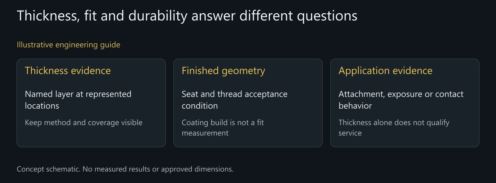 Illustrative evidence comparison, not measured coating data, corrosion results or approval of a pivot assembly.