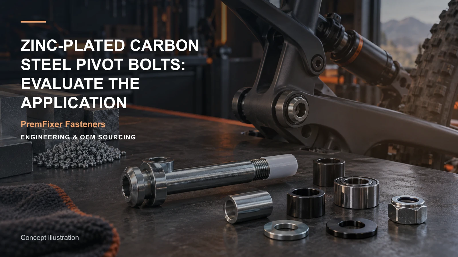 Concept illustration for Zinc-Plated Carbon Steel Pivot Bolts: Evaluate the Application.