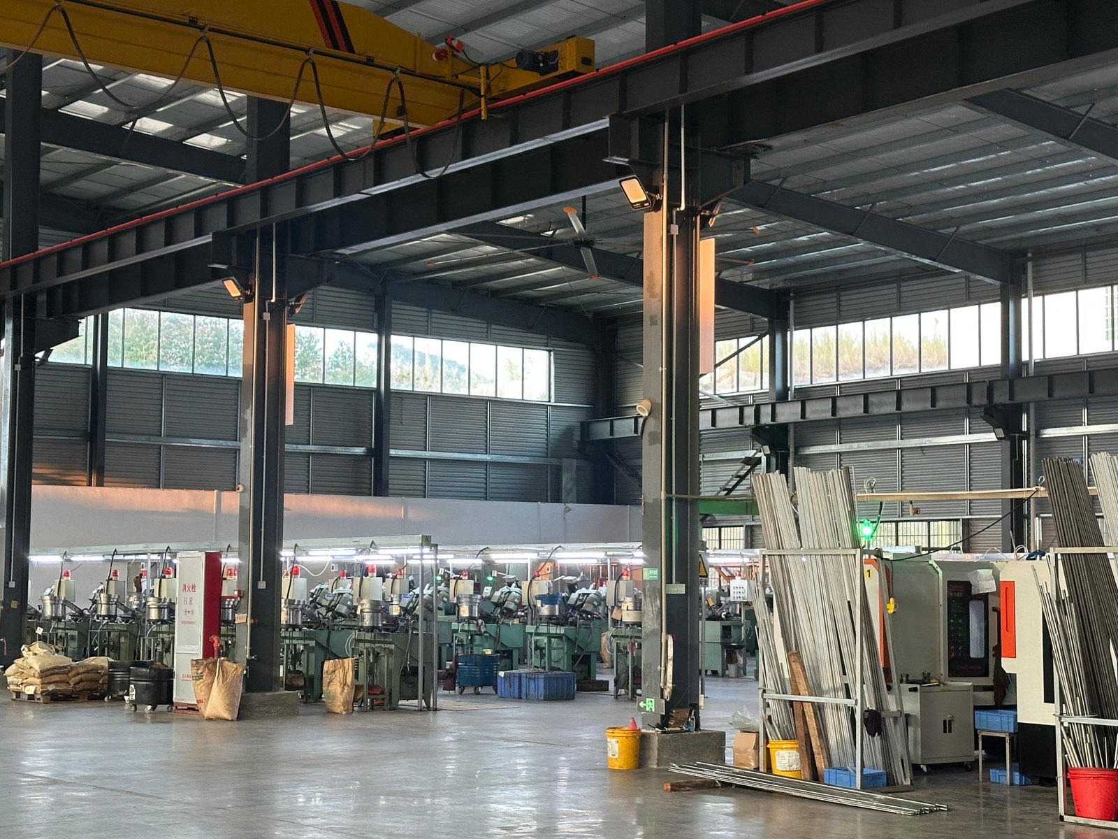 Factory workshop interior with heat treatment equipment