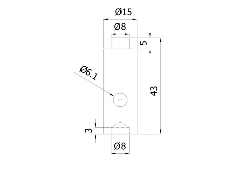 Original PS-P02 drawing showing shaft diameters, step and cross-hole location