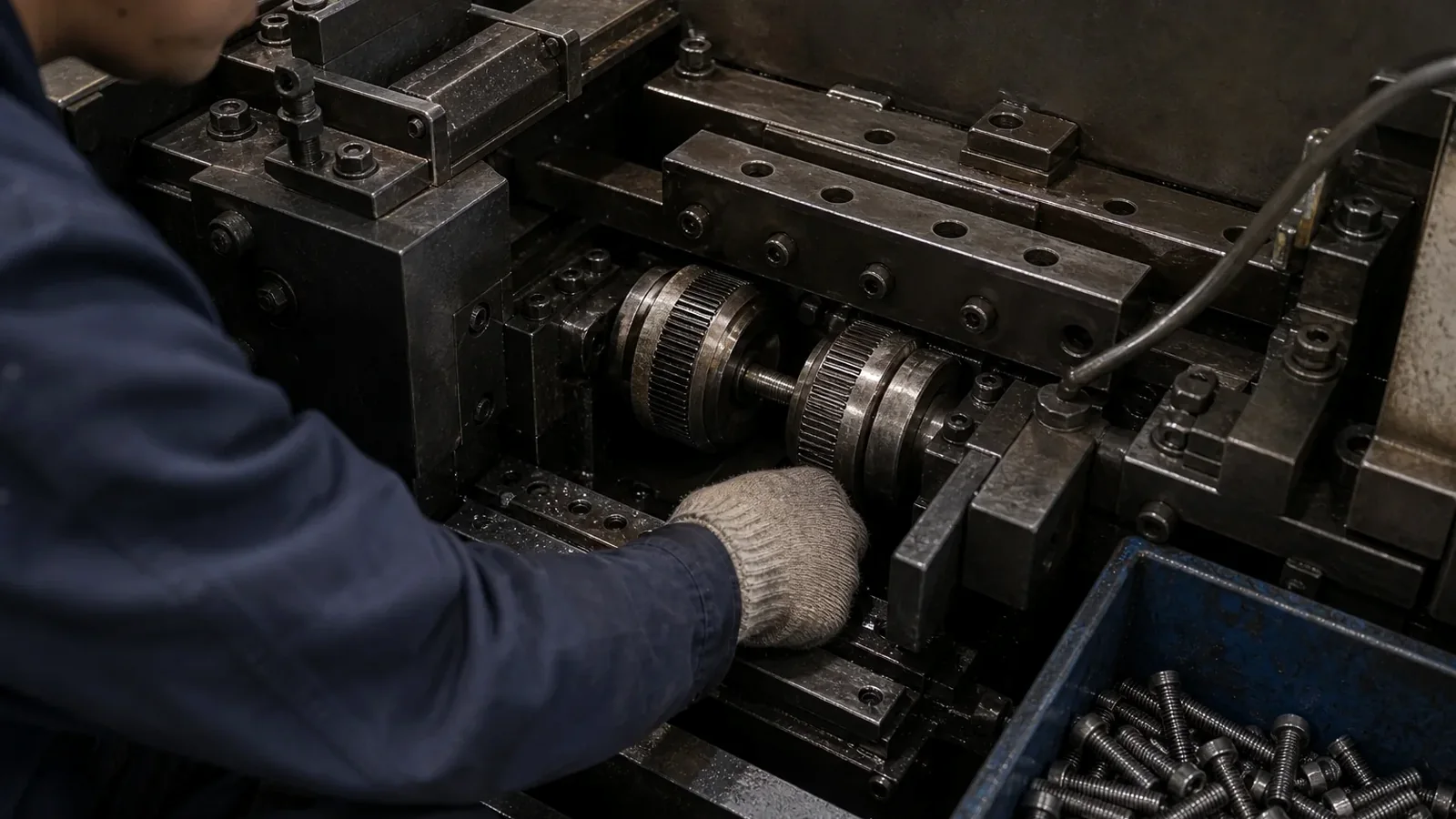 Thread rolling dies forming a custom bicycle fastener thread