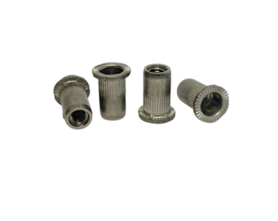 Aluminum knurled flat-head rivet nuts manufactured by PremFixer