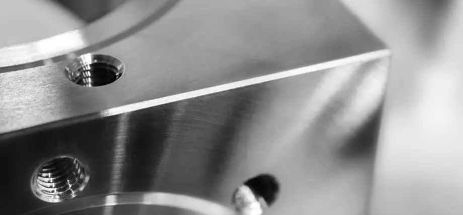 Close-up of a 6061 aluminum CNC part