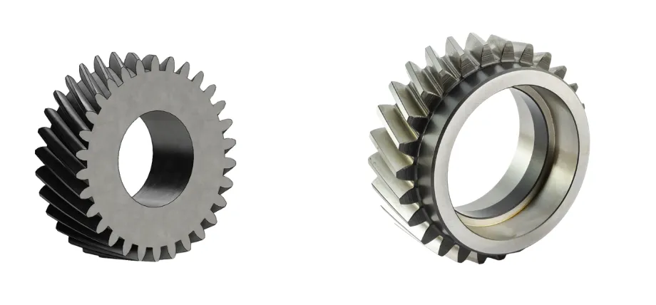 Side by side comparison of helical gears