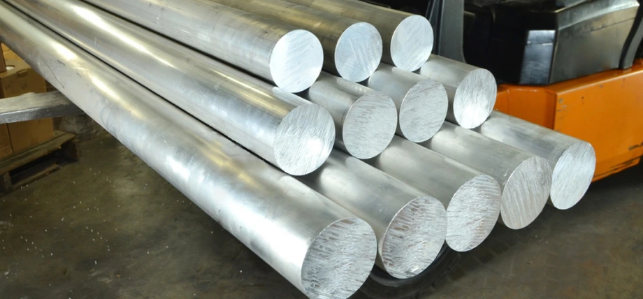 Stack of premium aluminum alloy round bars